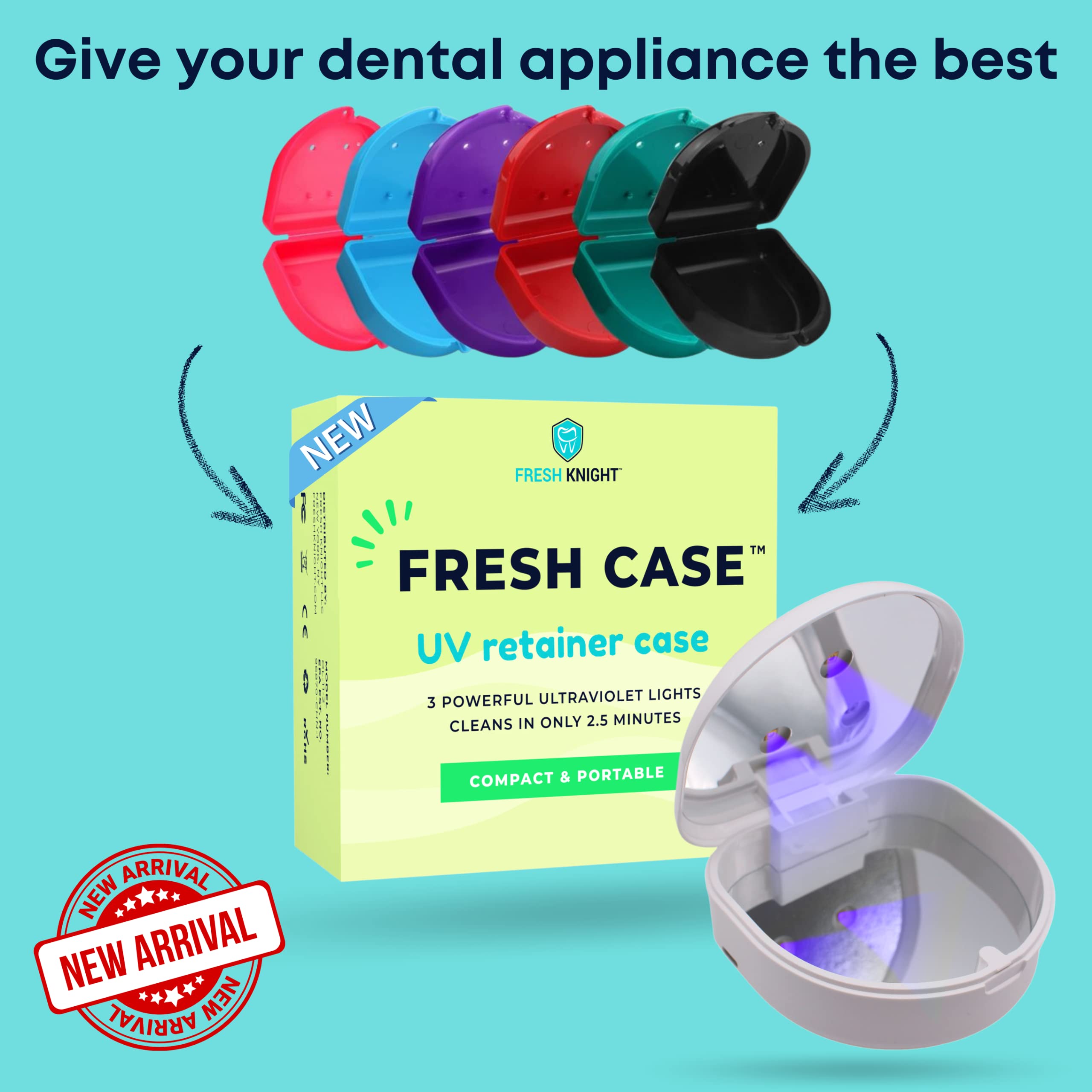 Fresh Knight Retainer Case (2 Pack). Retainer Case With Vent Holes. Perfect Denture Case, Mouth Guard Case, Aligner Case, Mouth