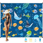 Famstar Beach Blanket Oversized Extra Large78 X110,Waterproof Sandproof Beach Blanket 2-8 Adults Lightweight Durable For Travel