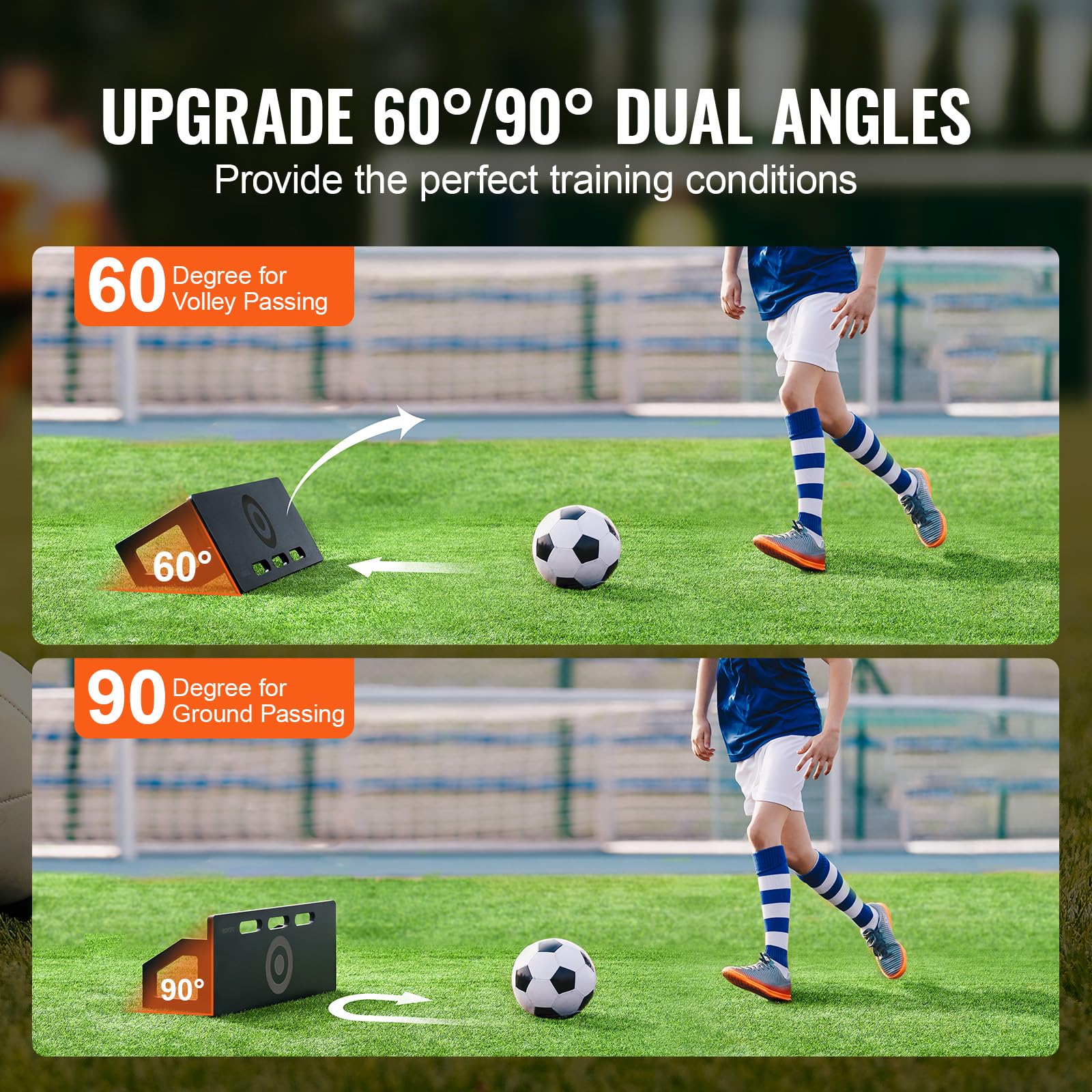 Vevor Soccer Rebounder Board, 32''X12'' Portable Soccer Wall With 2 Angles Rebound, Foldable Hdpe Kickback Rebound Board, Soccer