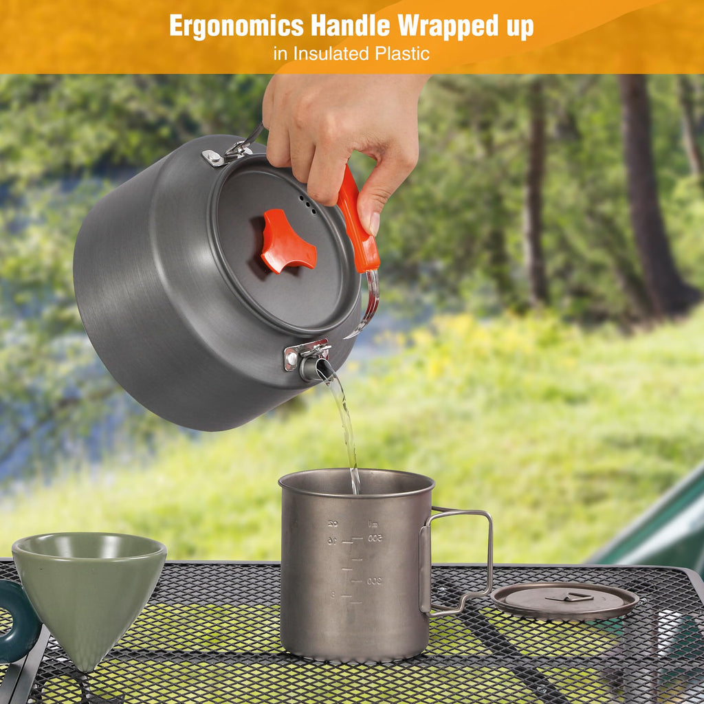 Redcamp 2L Outdoor Camping Kettle, Aluminum Water Pot With Carrying Bag, Compact Lightweight Camp Tea Kettle Coffee Pot For Hiki