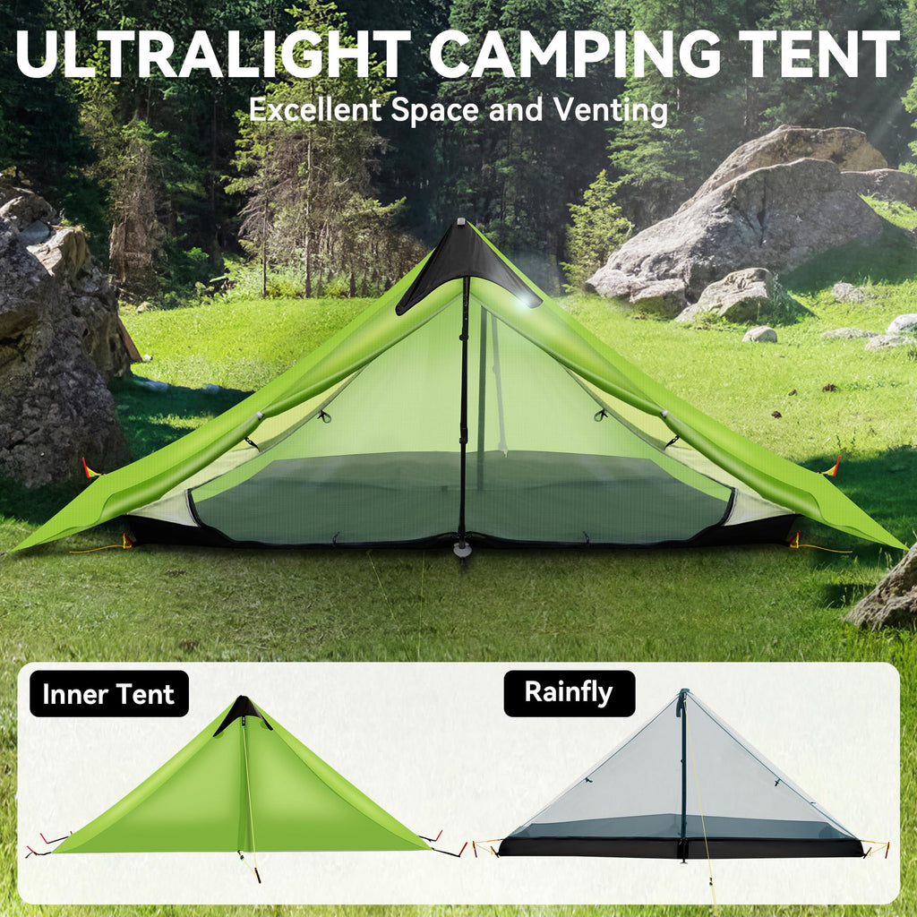 Ultralight Tent 3-Season Backpacking Tent 1 Person/2 Person Camping Tent, Outdoor Lightweight Lanshan Camping Tent Shelter, Perf