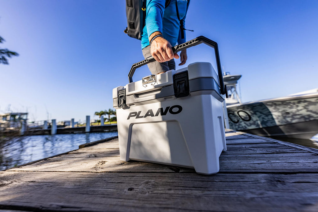 Plano Frost 21-Quart Hard Cooler, Includes Dry Basket, Small, White And Black, Durable, Insulated Ice Chest For Camping, Fishing