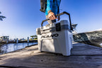 Plano Frost 21-Quart Hard Cooler, Includes Dry Basket, Small, White And Black, Durable, Insulated Ice Chest For Camping, Fishing