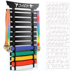 Winartton 12 Belts Karate Belt Display Rack With Stickers, Martial Arts Belt Display Holder, Taekwondo Belt Jiu Jitsu Belt Bjj B
