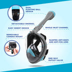 Seavenger Nautilus Full Face Snorkel Mask With New Breathing System (Blue Gray, L/Xl)