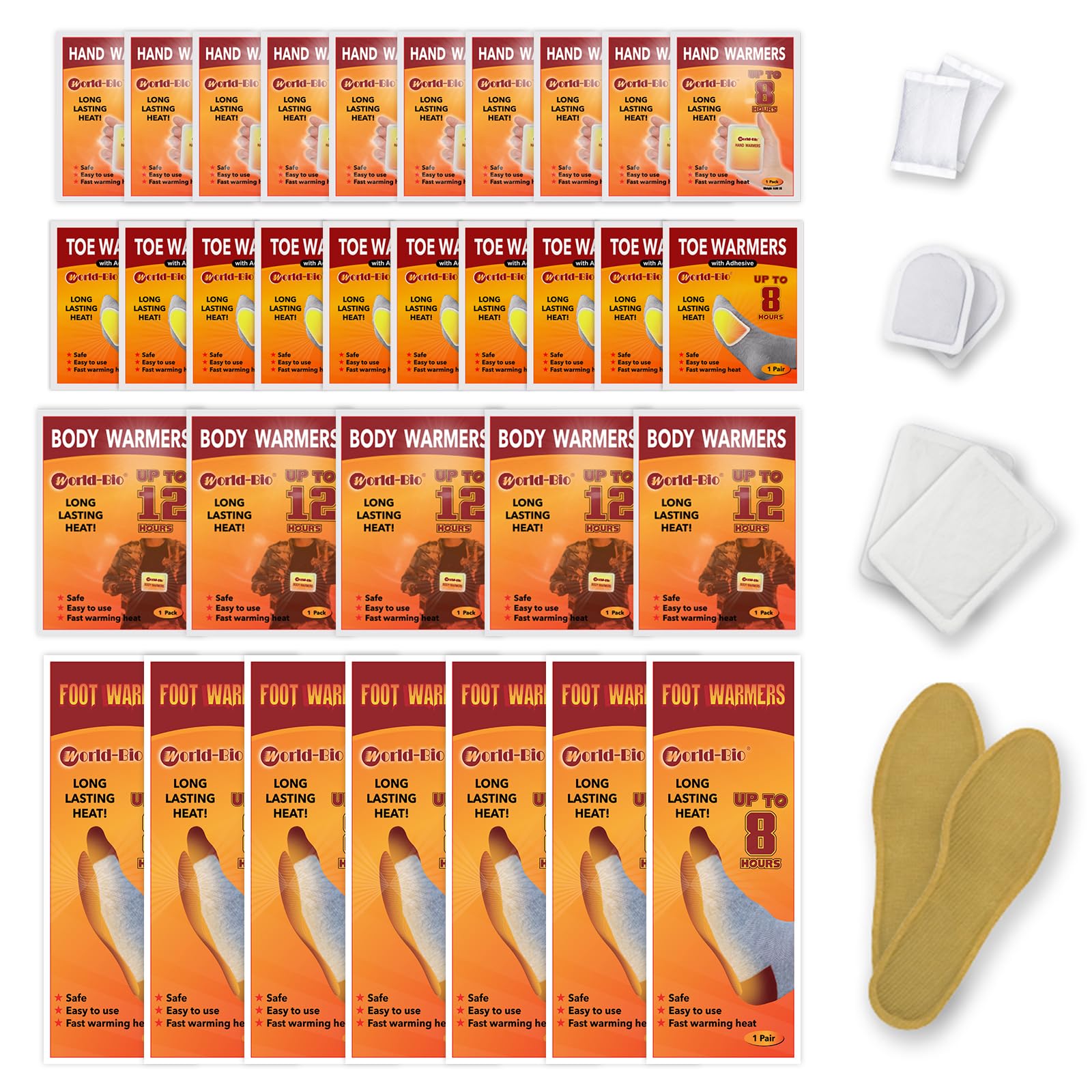 Body Toe Warmer With Adhesive Provide 8 Hours Heating, Instant Hand Warmers 10 Packs And 7 Pairs Air Activated Disposable Insole