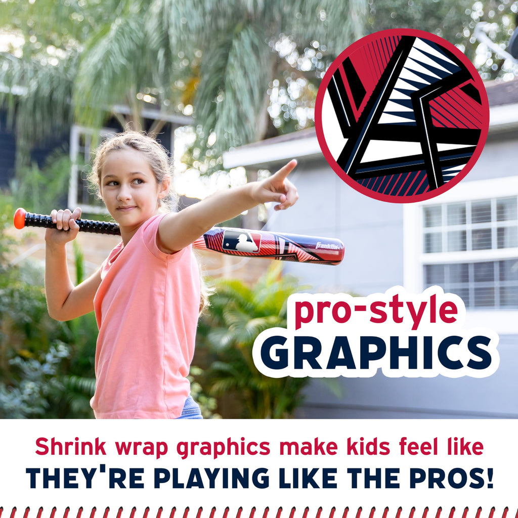 Franklin Sports Mlb Slammin' Kids Plastic Baseball Bat + Balls Set - Toy Bat & Ball Set For Kids - Youth 30'' Inch - Red