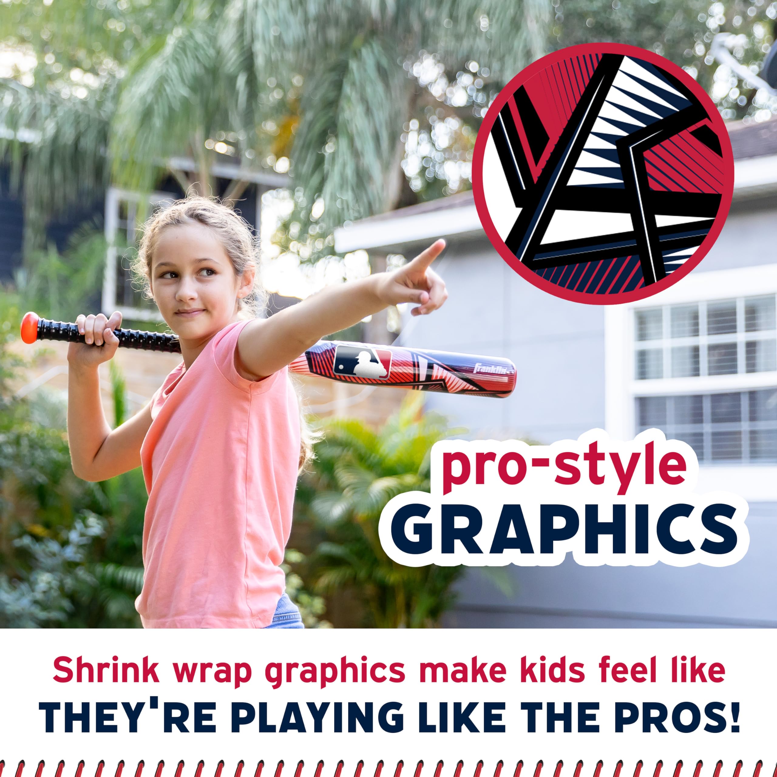 Franklin Sports Mlb Slammin' Kids Plastic Baseball Bat + Balls Set - Toy Bat & Ball Set For Kids - Youth 30'' Inch - Red