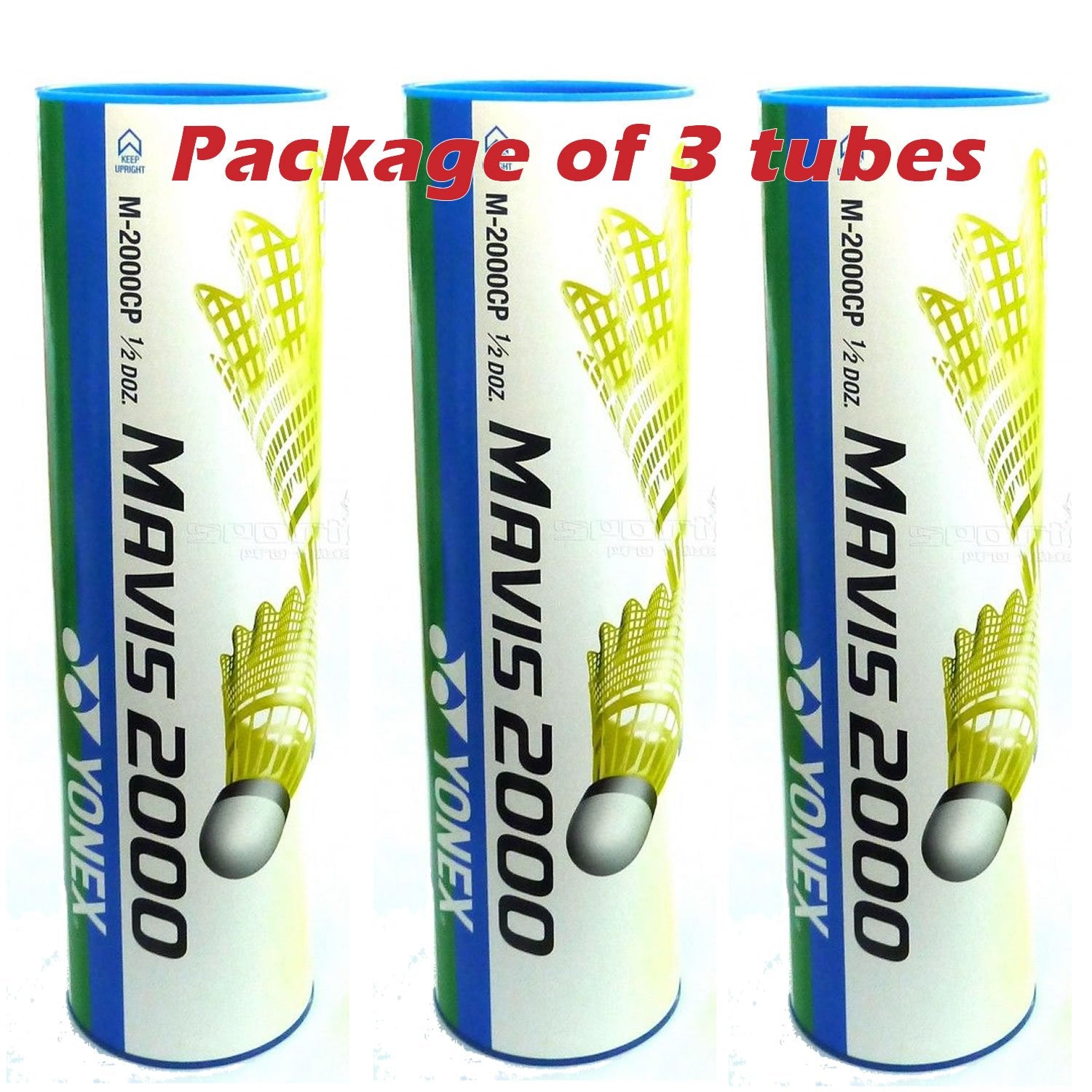 YONEX Mavis 2000 Nylon Tournament Shuttle (1/2 Dozen) (Pkg of 3 Tubes(18pcs)-Yellow Medium Speed)