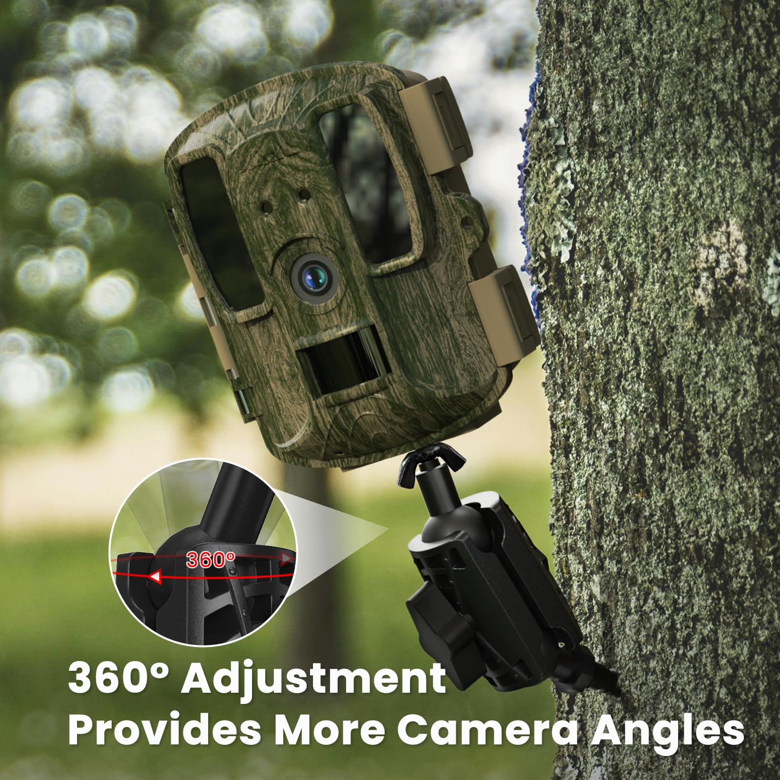 Oripik Adjustable Trail Camera Tree Mount: Game & Hunting Camera Outdoor Mounting Bracket Holder With Double 360 Swivel Tilt Bal