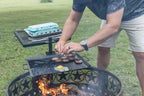 Gamemaker - Open Fire Cooking Gravity Combo Grill & Skillet, Ultimate Camping Cooking Tool Black, Grill Dimensions: 18.5 X 16.37