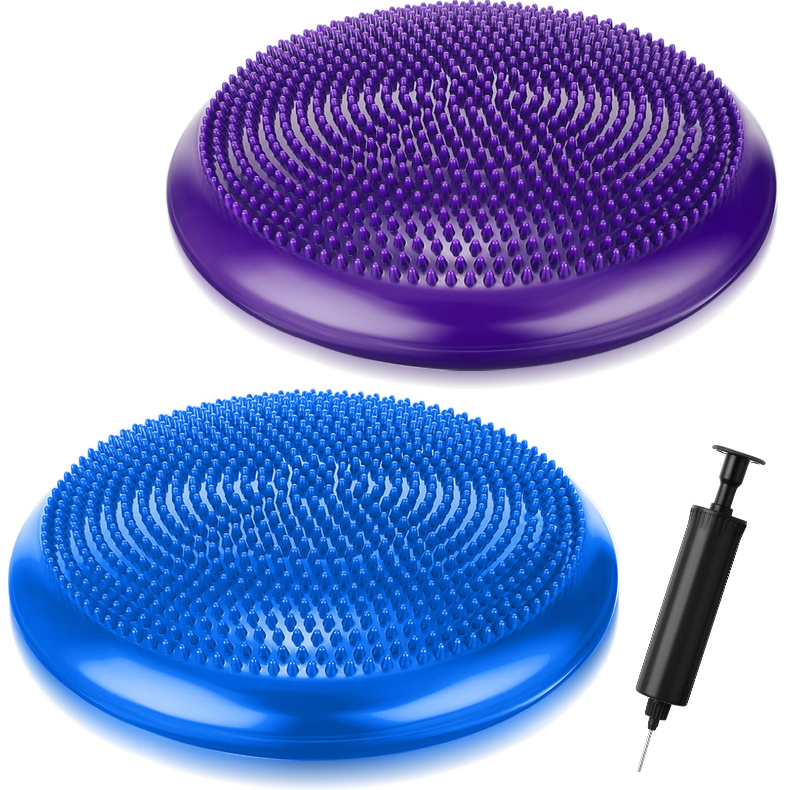 Outus 2 Pcs Balance Disc Inflated Wobble Cushion for Sensory Kids 13. 4 Inch Wiggle Seat Flexible Seating with Hand Pump for Kid