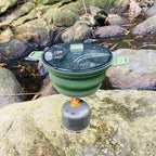 Campwolf 2.5L Collapsible Camping Cook Pot,Portable Cookware For Outdoor Hiking (Dark Green)