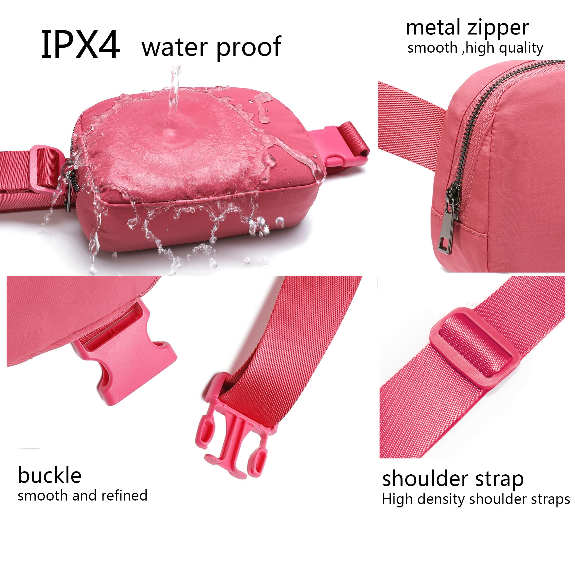 Fanny Belt Bag Waist Pack Crossbody Bags Bum Bag For Running Hiking Travel Workout Adjustable Strap For Women-Watermelon Red