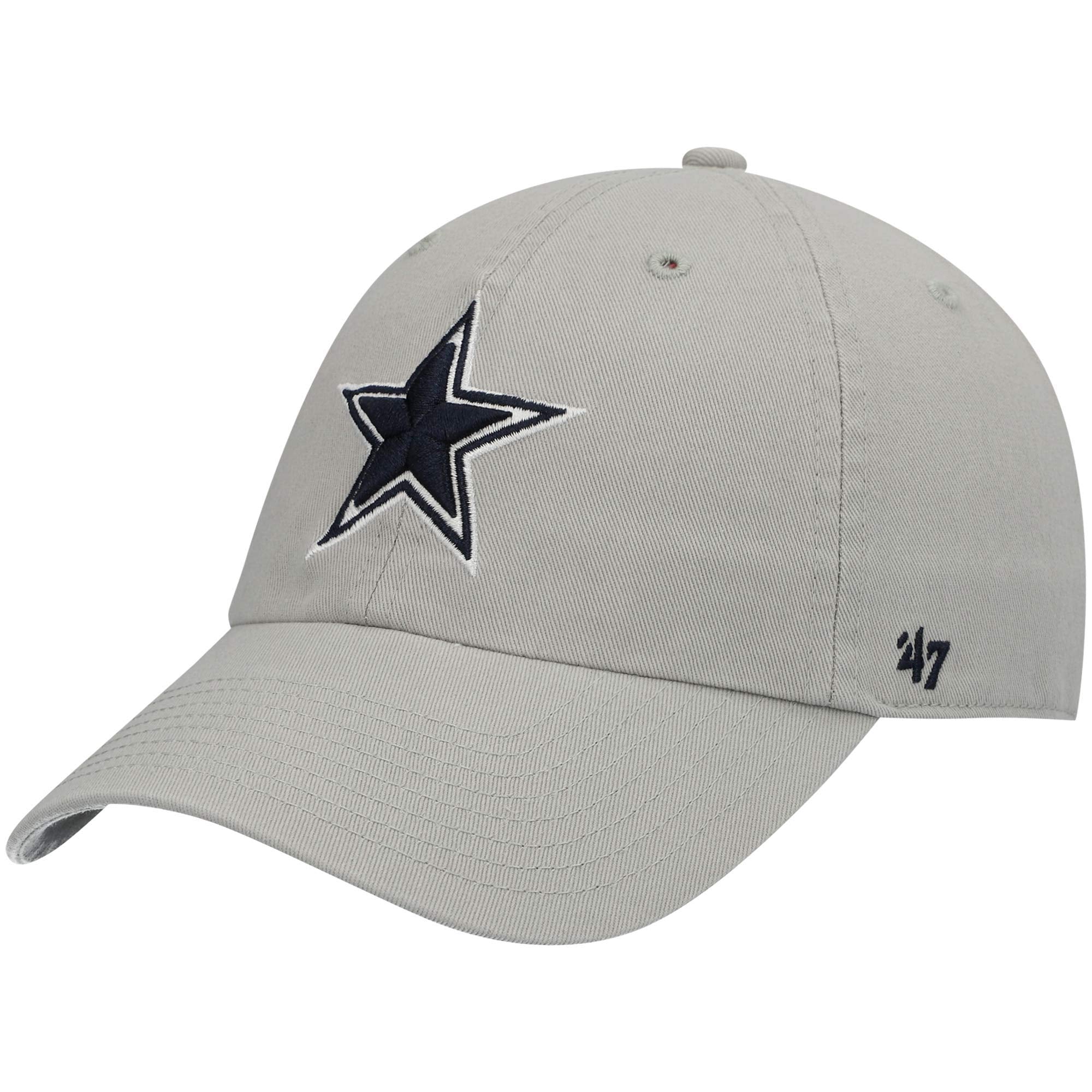 NFL Dallas Cowboys Mens 47 Brand Clean Up Hat, Gray, OSFA