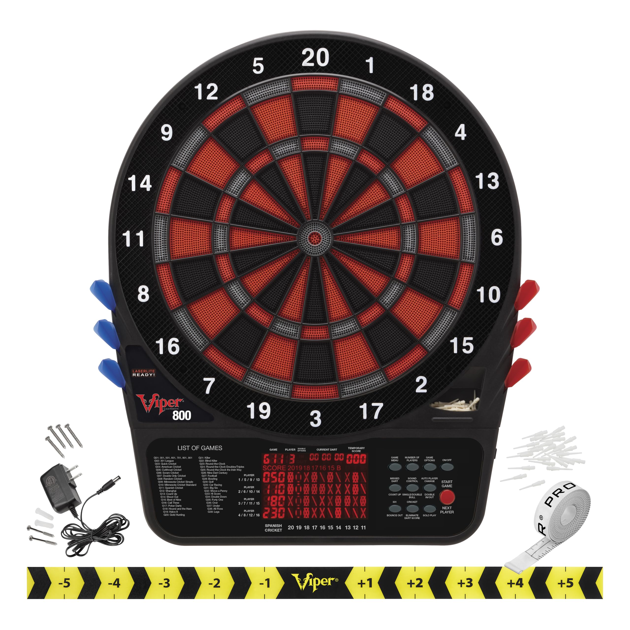 Viper By Gld Products Sisal/Bristle Viper Metropolitan Electronic Soft Tip Cabinet Bundle: Elite Set (800 Dartboard, Darts And L