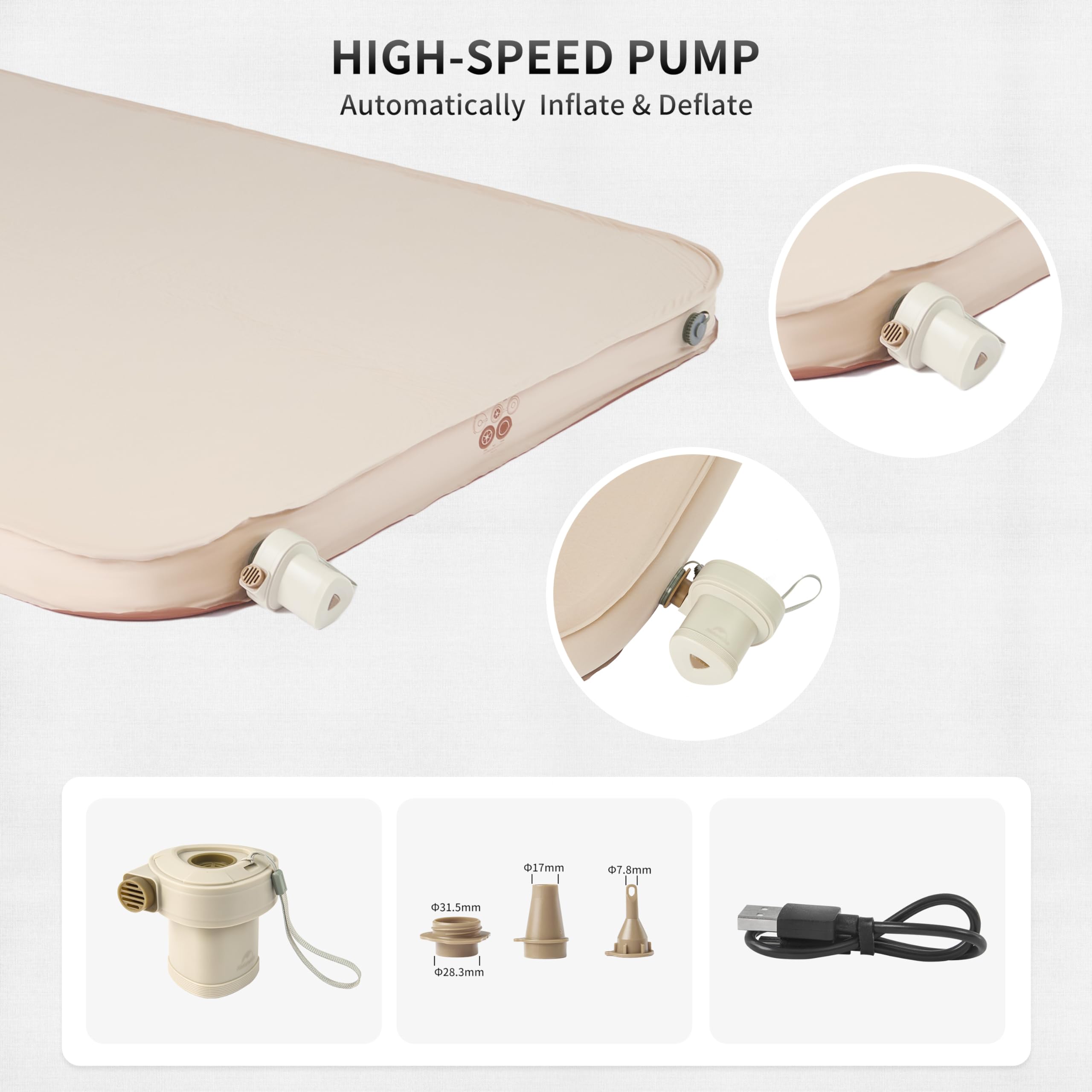 Naturehike Self Inflating Sleeping Pad Camping Air Mattress With Portable Mini Air Pump Inflatable Mattress For Home, Camping, G