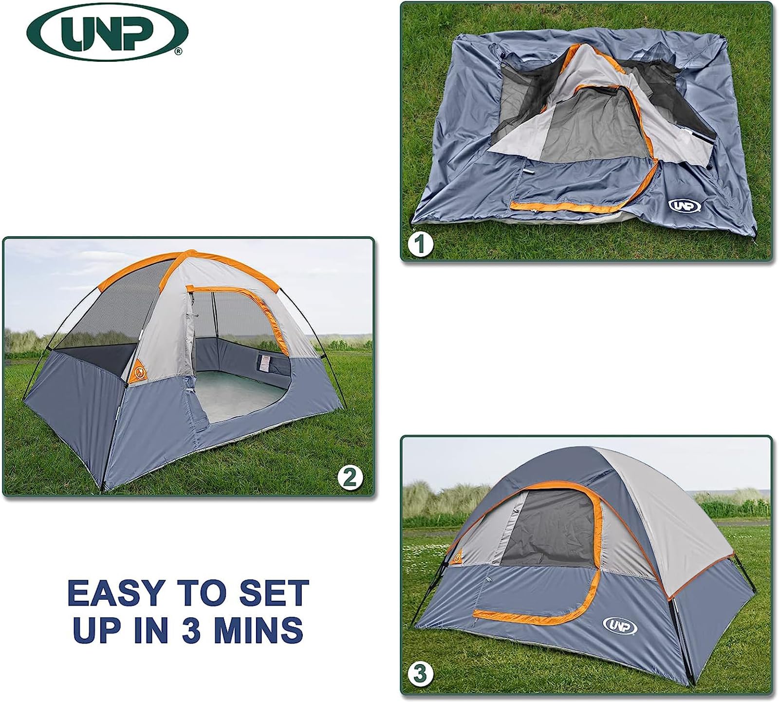 Camping Tent 4 Person, Waterproof Windproof Tent With Rainfly Easy Set Up-Portable Dome Tents For Camping