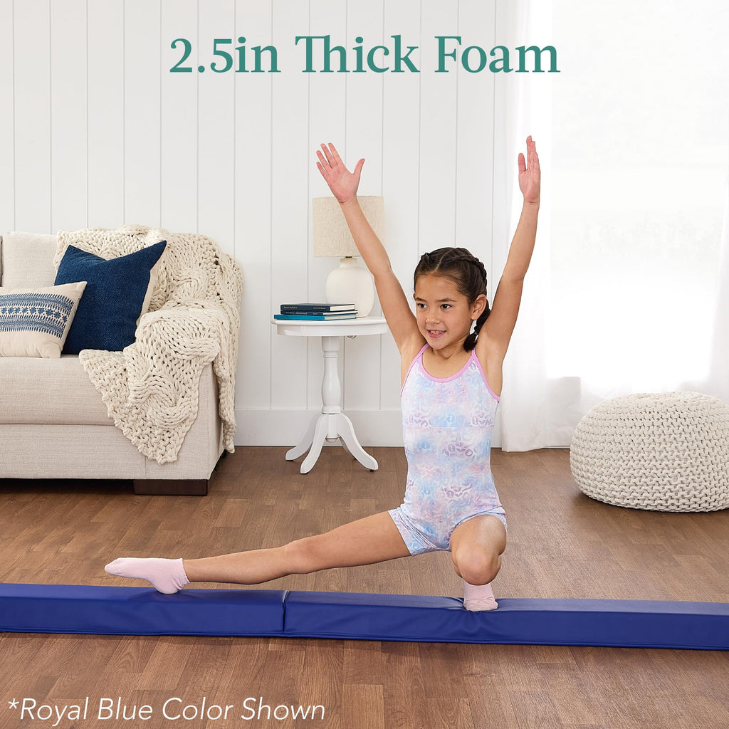 Best Choice Products 8Ft Folding Floor Balance Beam 2-Panel For Gymnastics Practice, Exercise - Smoky Quartz