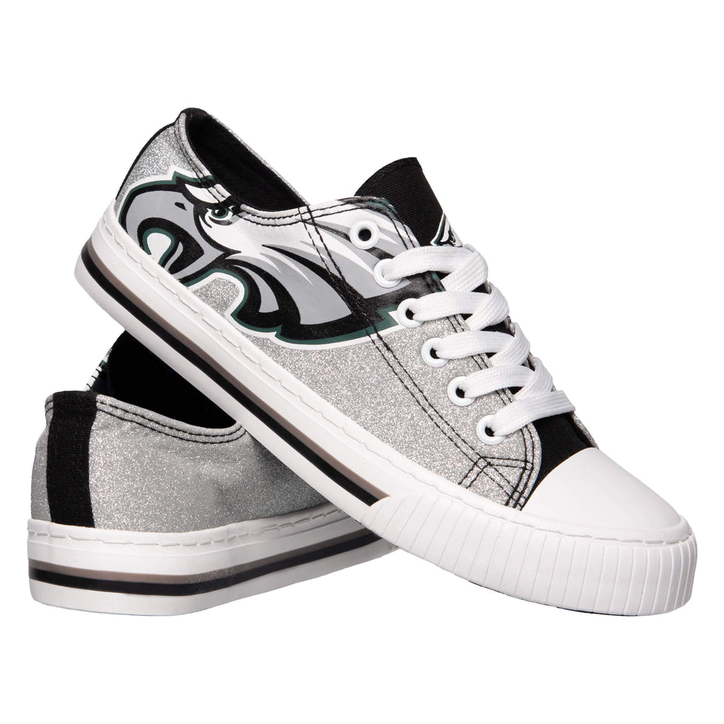 FOCO Philadelphia Eagles NFL Womens Glitter Low Top Canvas Shoes - 7