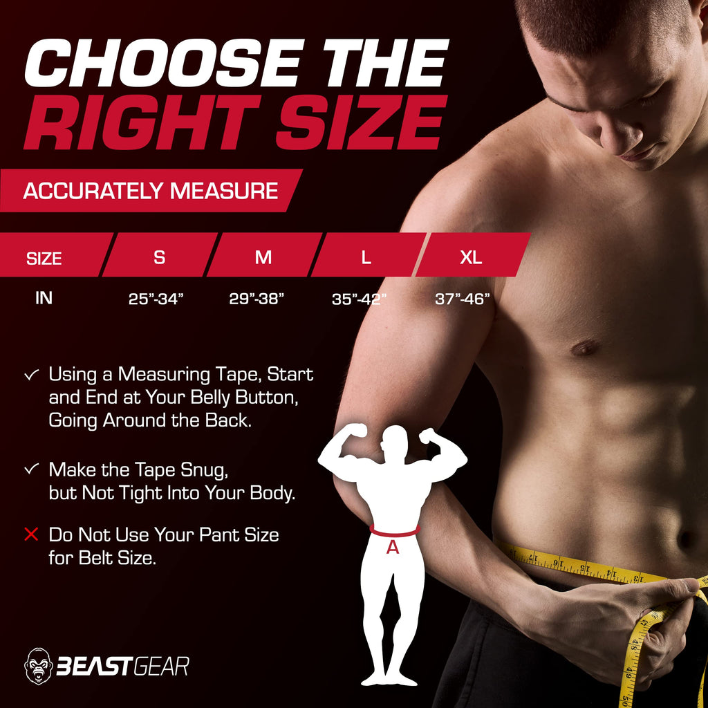 Beast Gear Weight Lifting Belt For Women & Men - Leather Powerbelt With Back And Core Support For Weightlifting, Strength Traini