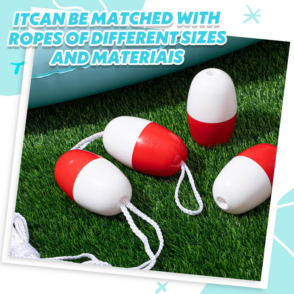 Lewtemi 4 Pcs Buoys Floats Rope Floats Marine, 4.72'' X 2.75'', 3/5'' Hole Deep Water Fishing Marker Buoys Bulk For Boats Swimmi
