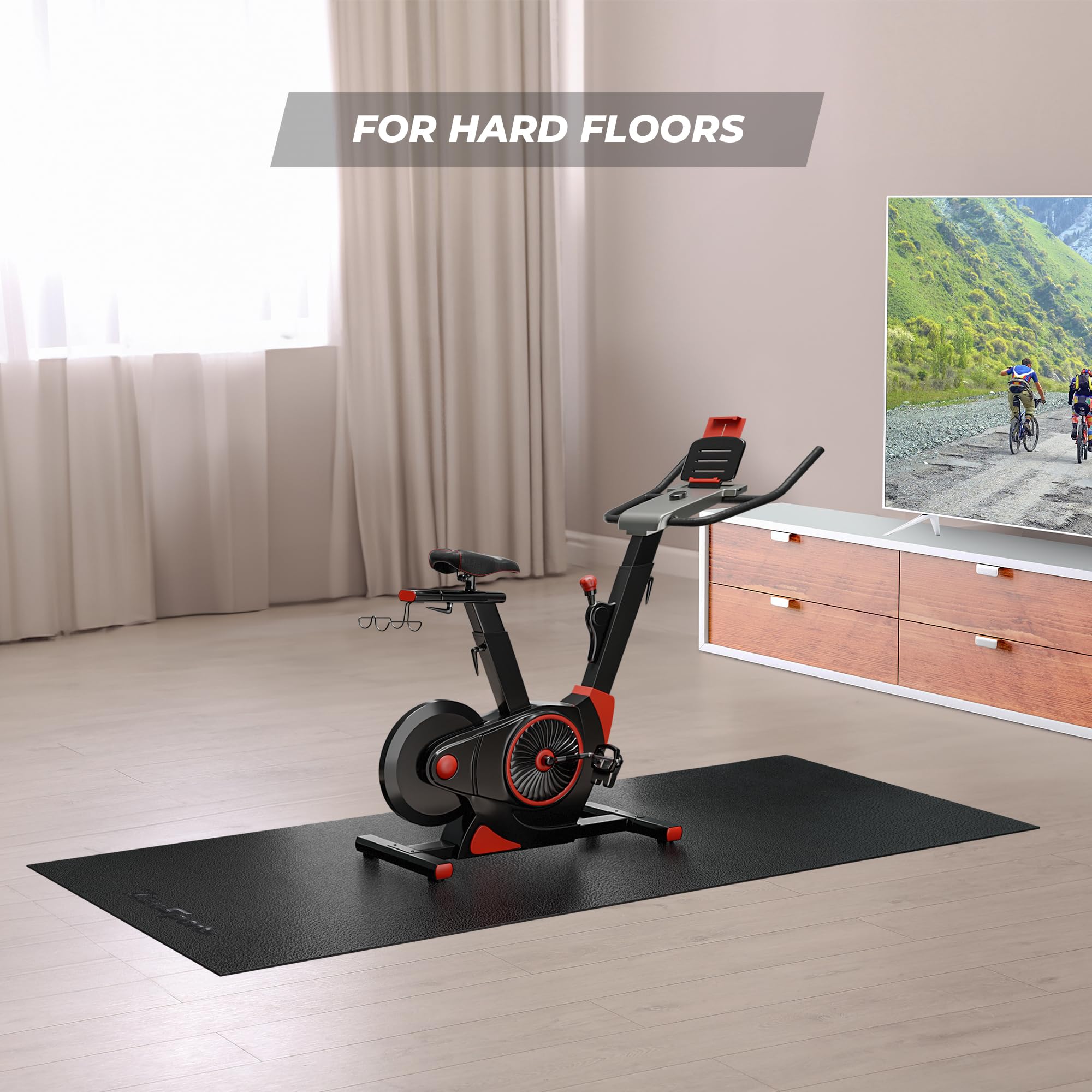 Zeny Exercise Equipment Mat Treadmill Mat 8X3 Ft Floor Mat High Density Fitness Gym Mat For Indoor Bike Cycling Mat,Jump Rope Ma