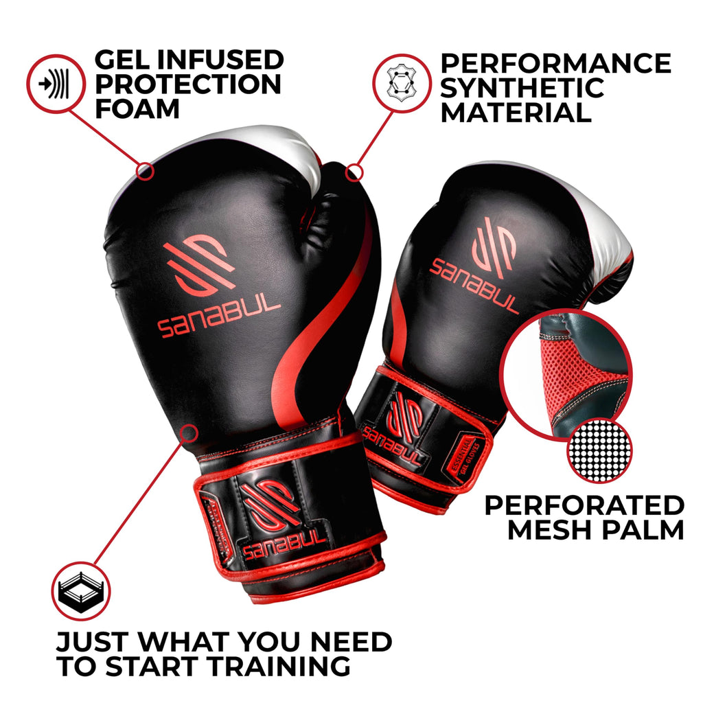 Essential Boxing Gloves Red 8-Oz