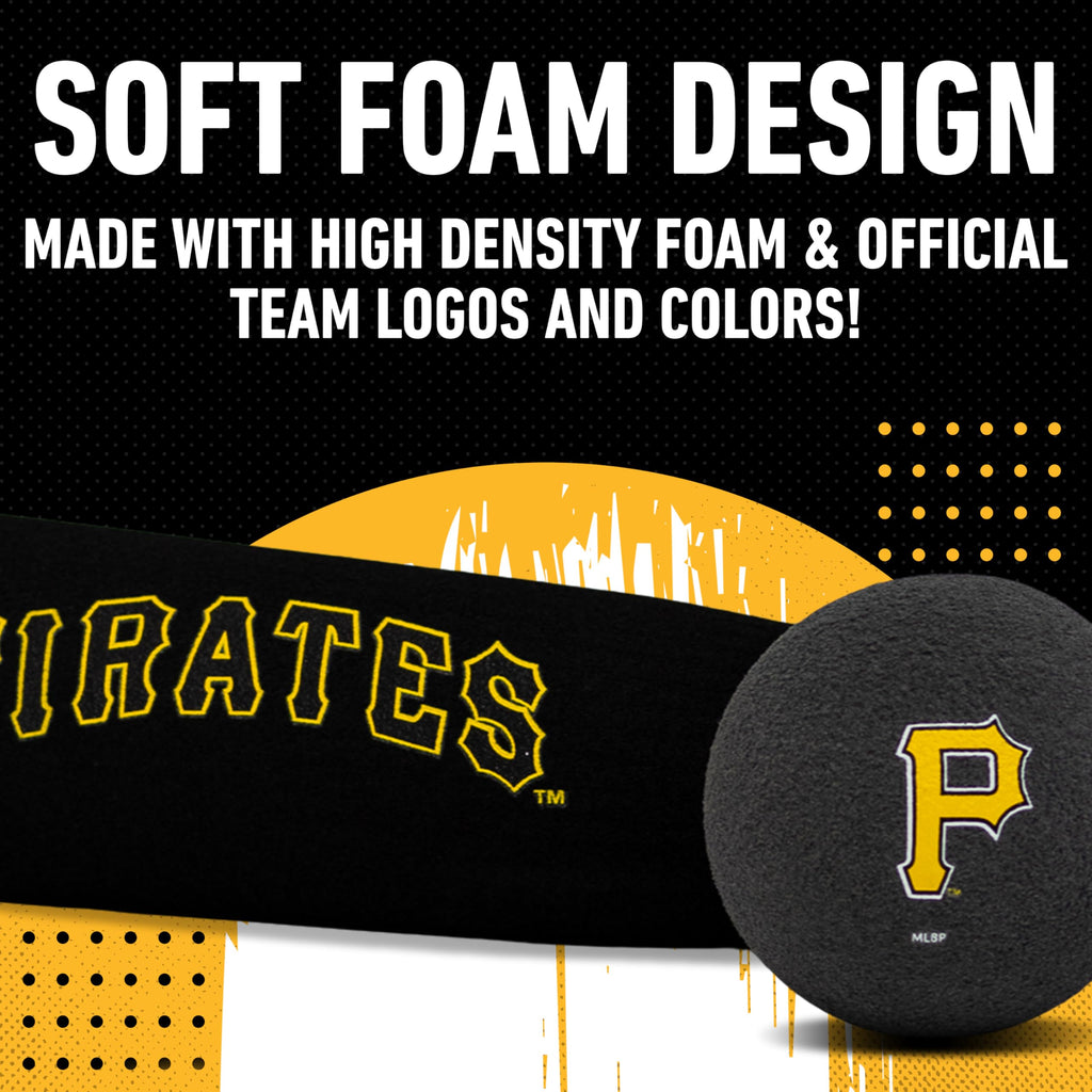 Franklin Sports Pittsburgh Pirates Foam Bat & Ball Set - 21'' Soft Jumbo Team Baseball Bat And Ball Team Logo - Mlb Official Lic
