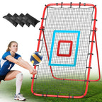 Volleyball Rebounder Net 7x4 Ft, 5-Angle Adjustable Rebounder Net for Practicing Digging, Setting, Spiking, Bounce Back Training