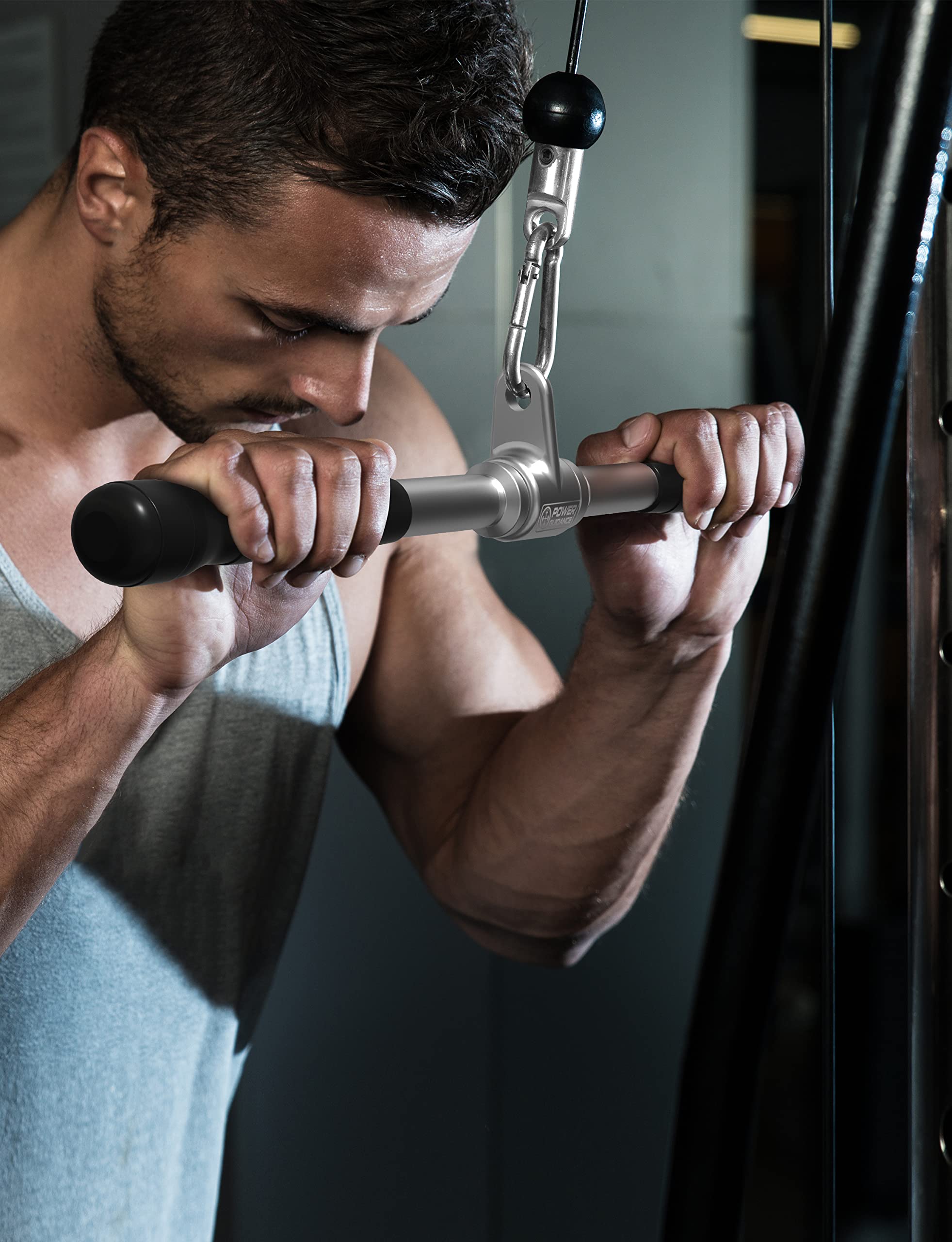 Power Guidance Triceps Pull Down Attachment, Cable Machine Accessories For Home Gym, Lat Pull Down Attachment Weight Fitness - L