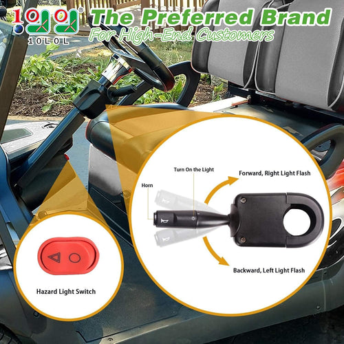 10L0L Golf Cart Light Kit (12V) For Ezgo Freedom/T48 2014-Up (Gas & Electric),Complete Headlight Taillight Kit With Deluxe Light