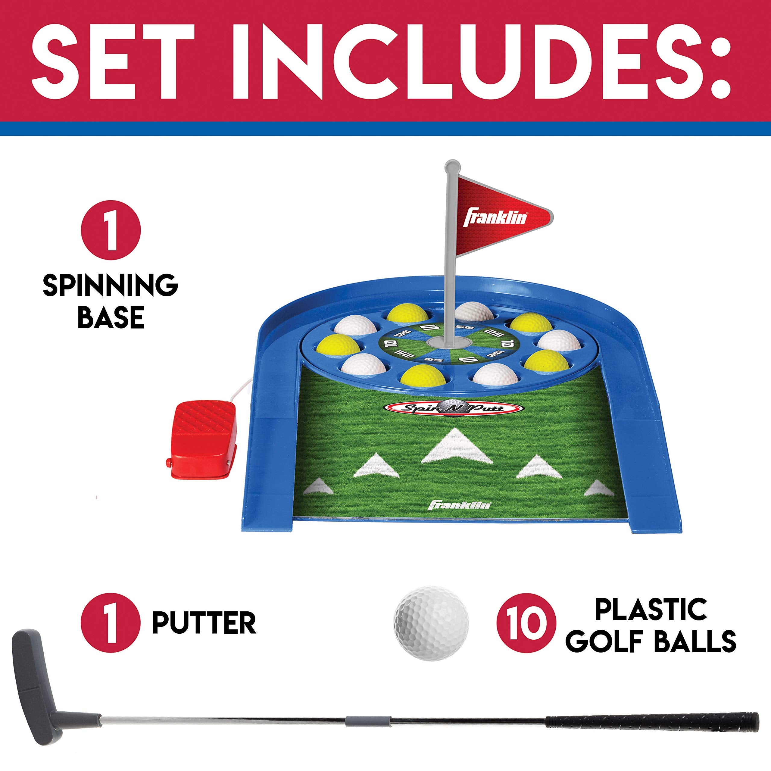 Franklin Sports Mini Putt Golf Game For Kids - Spin N' Putt Electronic Putting Game - Indoor Mini Golf For Kids + Toddlers - Put
