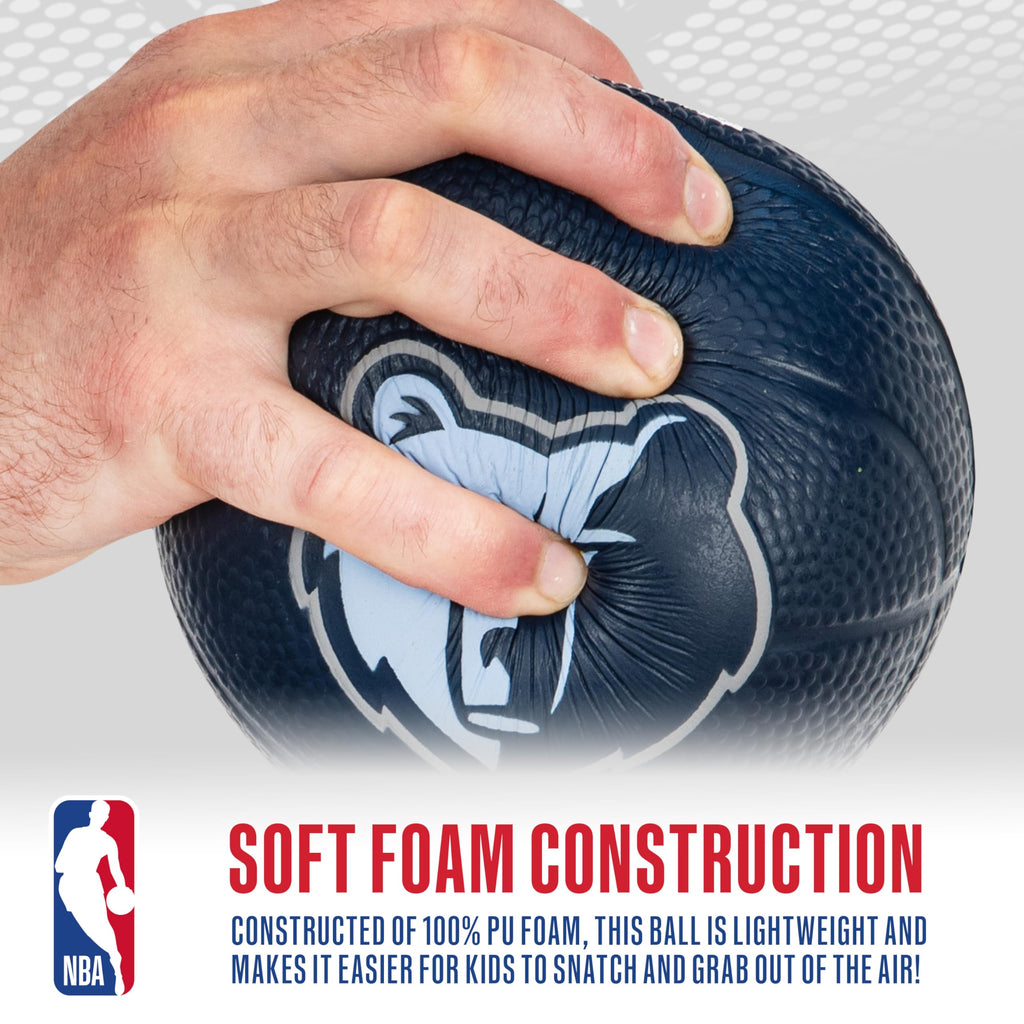 Franklin Sports Nba Memphis Grizzlies Mini Foam Basketball - 5.5'' Kids Toy Basketball For Over The Door Hoop