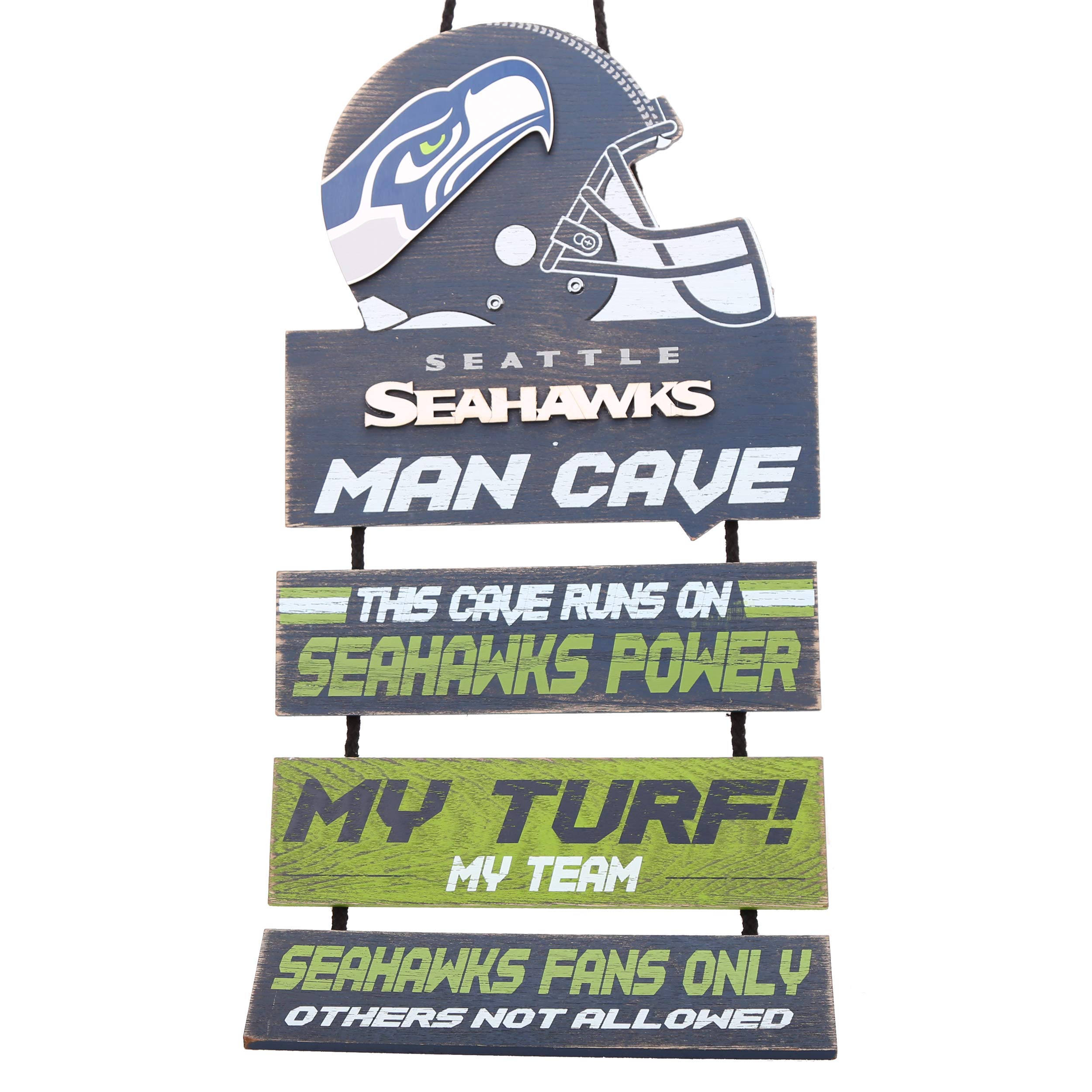 FOCO NFL Seattle Seahawks Wood SignMan Cave Design, Team Colors, One Size
