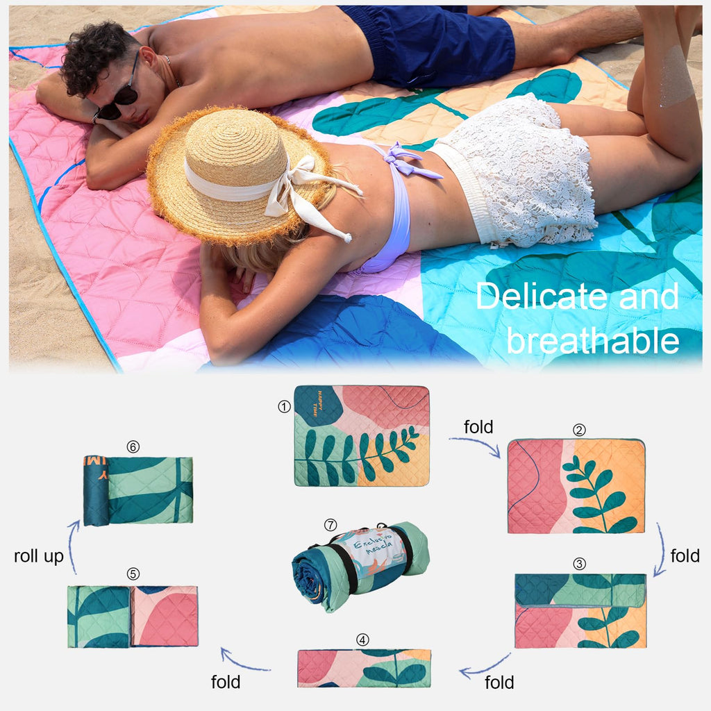 Exclusivo Mezcla Waterproof Picnic Blankets 3-Layer 60X80 Inches Large Sandproof Beach Blanket Foldable Outdoor Blanket For Camp