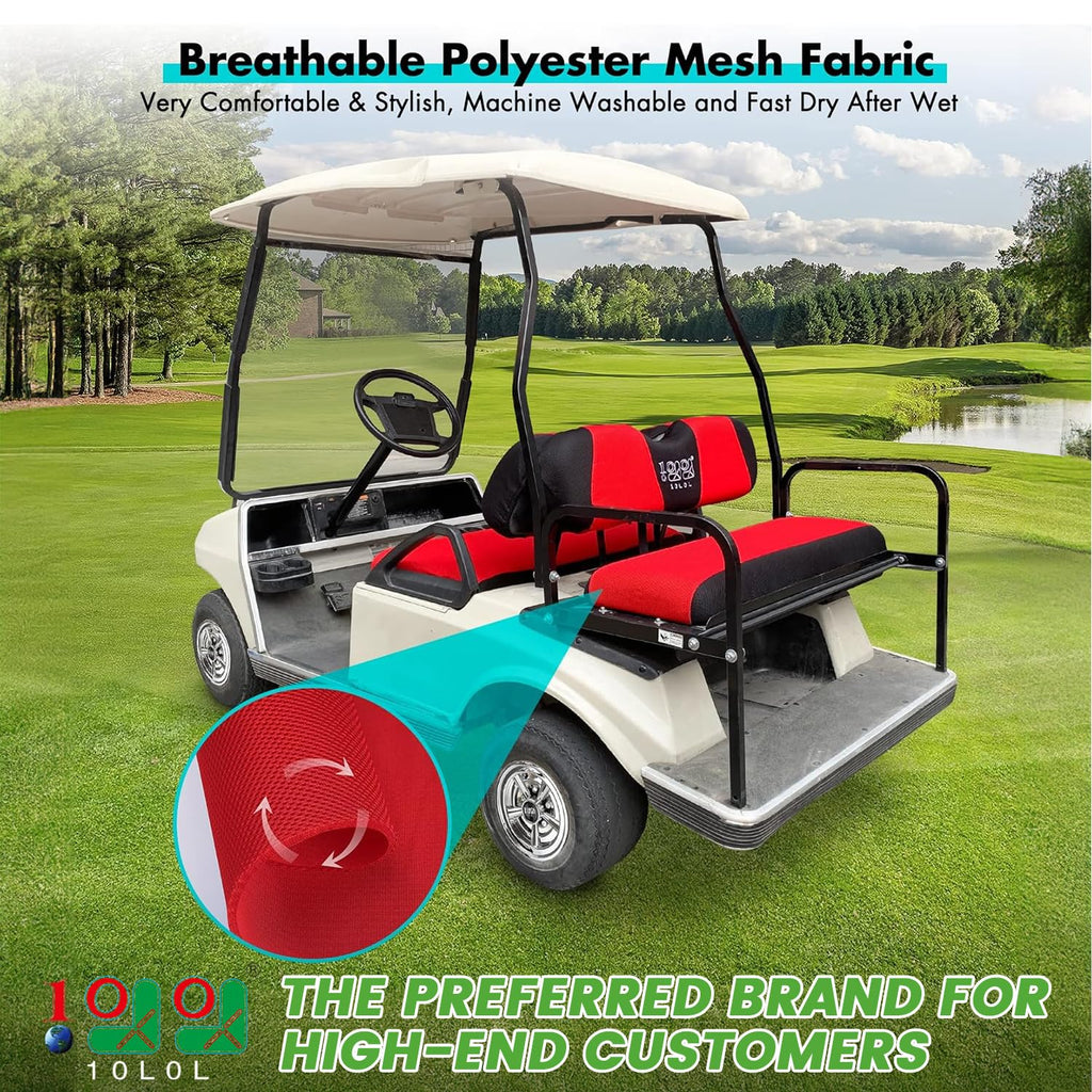 10L0L Golf Cart Front With Rear Seat Cover Set For Ezgo Txt Rxv & Club Car Ds 4 Passenger Models Bench Seat Covers Kit Breathabl