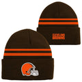Nfl Kids Youth 8-20 Official Cold Weather Striped Cuffed Knit Beanie Hat (Us, Alpha, One Size, Cleveland Browns)