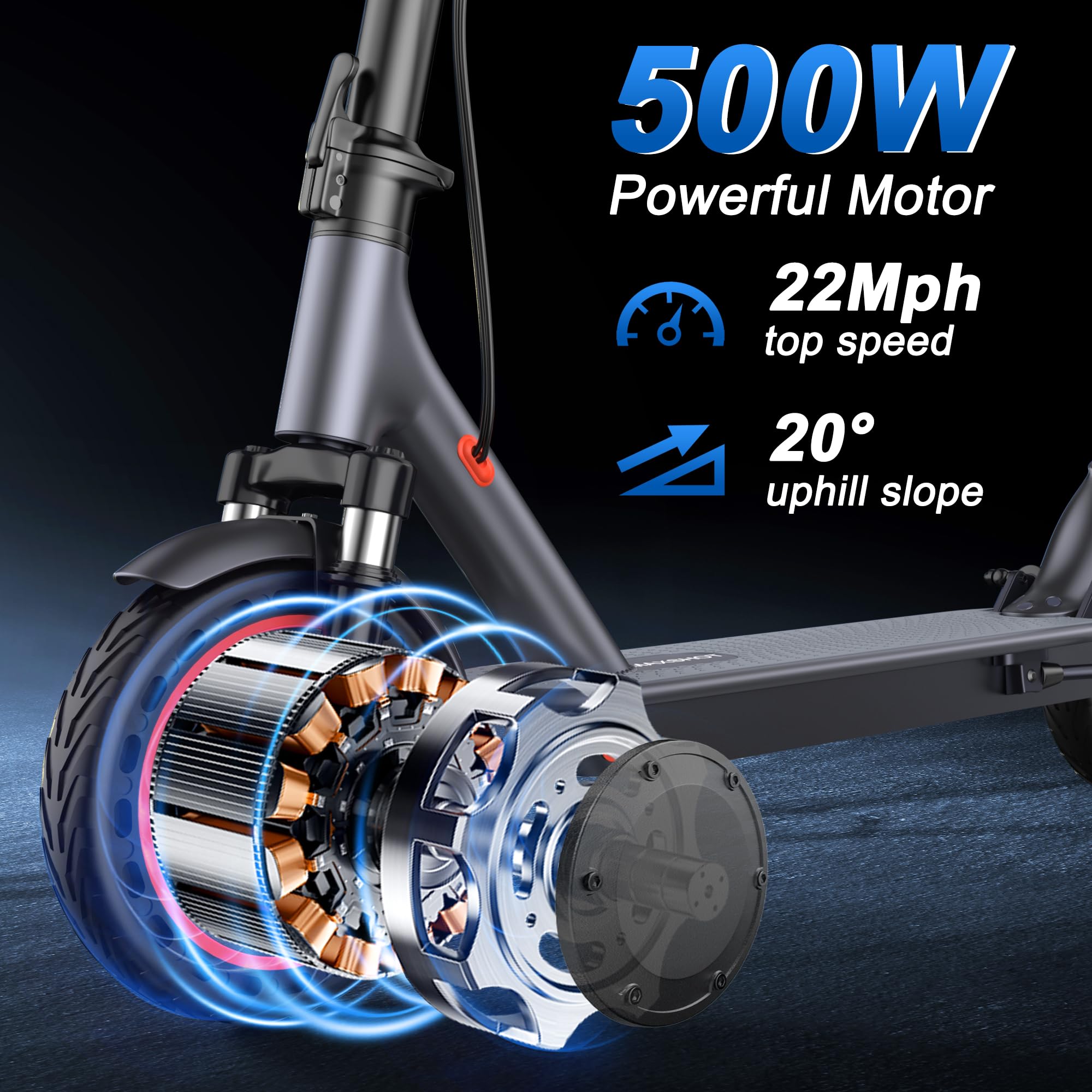 MAXSHOT Electric Scooter for Adults, 8.5/10/14 Tires, 19/22Mph, 350W/500W Motor, 21-28 Miles Range, Folding E-Scooter with Dual