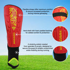 Vizari Malaga Soccer Shin Guards For Kids | Soccer Gear For Boys Girls | Protective Soccer Equipment | Adjustable Straps- Red, X