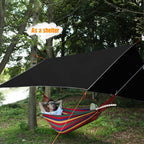 Redcamp Hammock Rain Fly Camping Tarp Waterproof, 10X10Ft Lightweight Backpacking Rain Tarp Shelter For Hiking Outdoor, Black