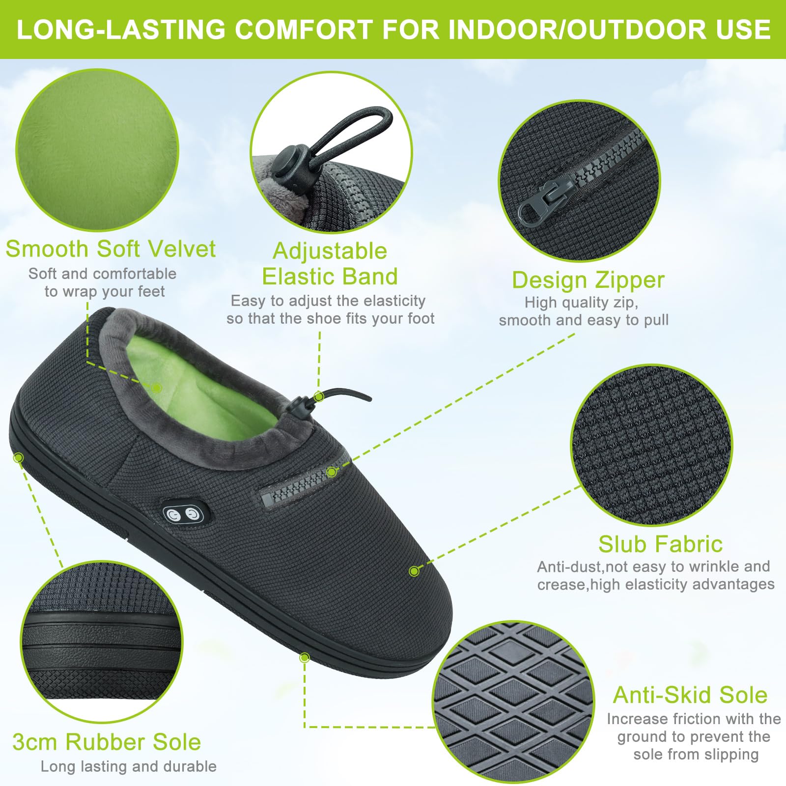 Foot Warmer, Electric Foot Warmer With 5000Mah Battery, Heated Slippers Women Men, Heated Foot Warmer With Smart Dual Independen