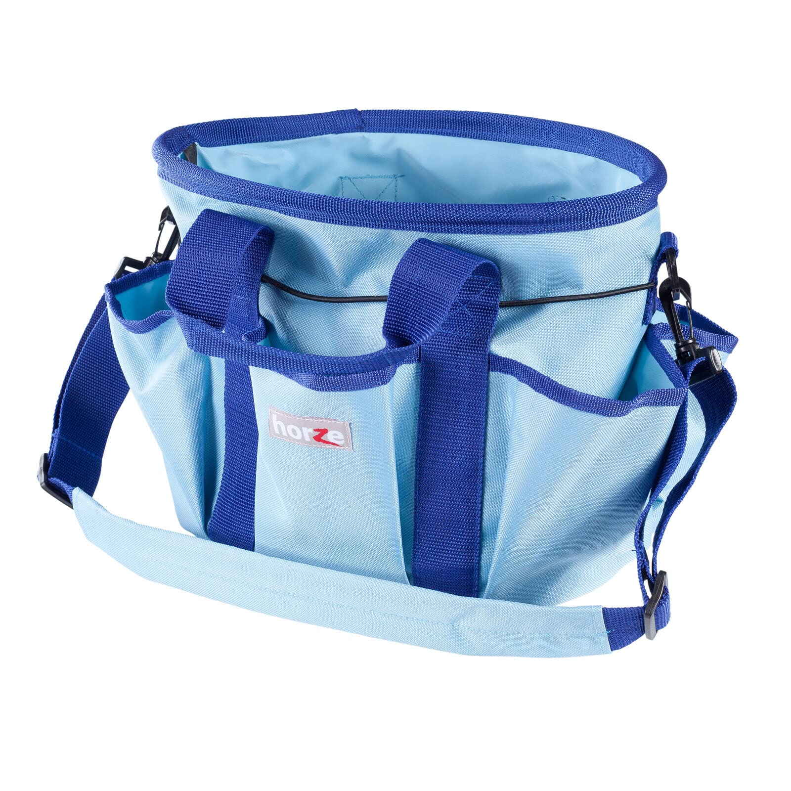 Horze Grooming Tote Bag For Horses, Dogs With Shoulder Strap And 6 Pockets For Supplies  12'' X 8'' X 9'' - Light Blue - One Siz