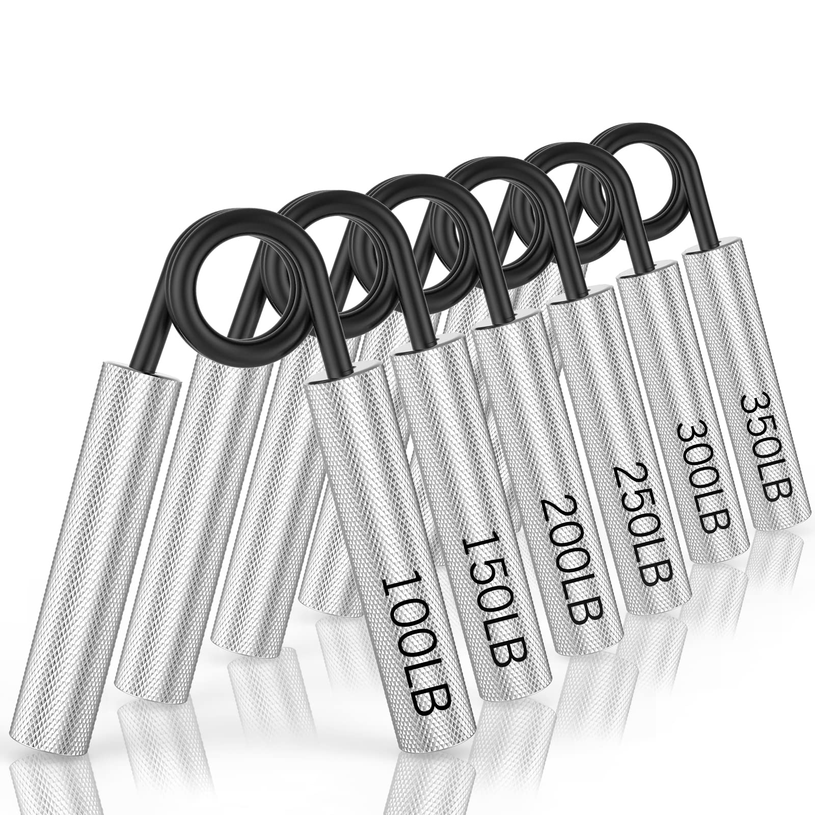 Zeagus Grip Strength Trainer 6 Pack,100Lb-350Lb Metal Hand Grip Strengthener,Non-Slip Heavy-Duty Forearm Exerciser,Hand Gripper 