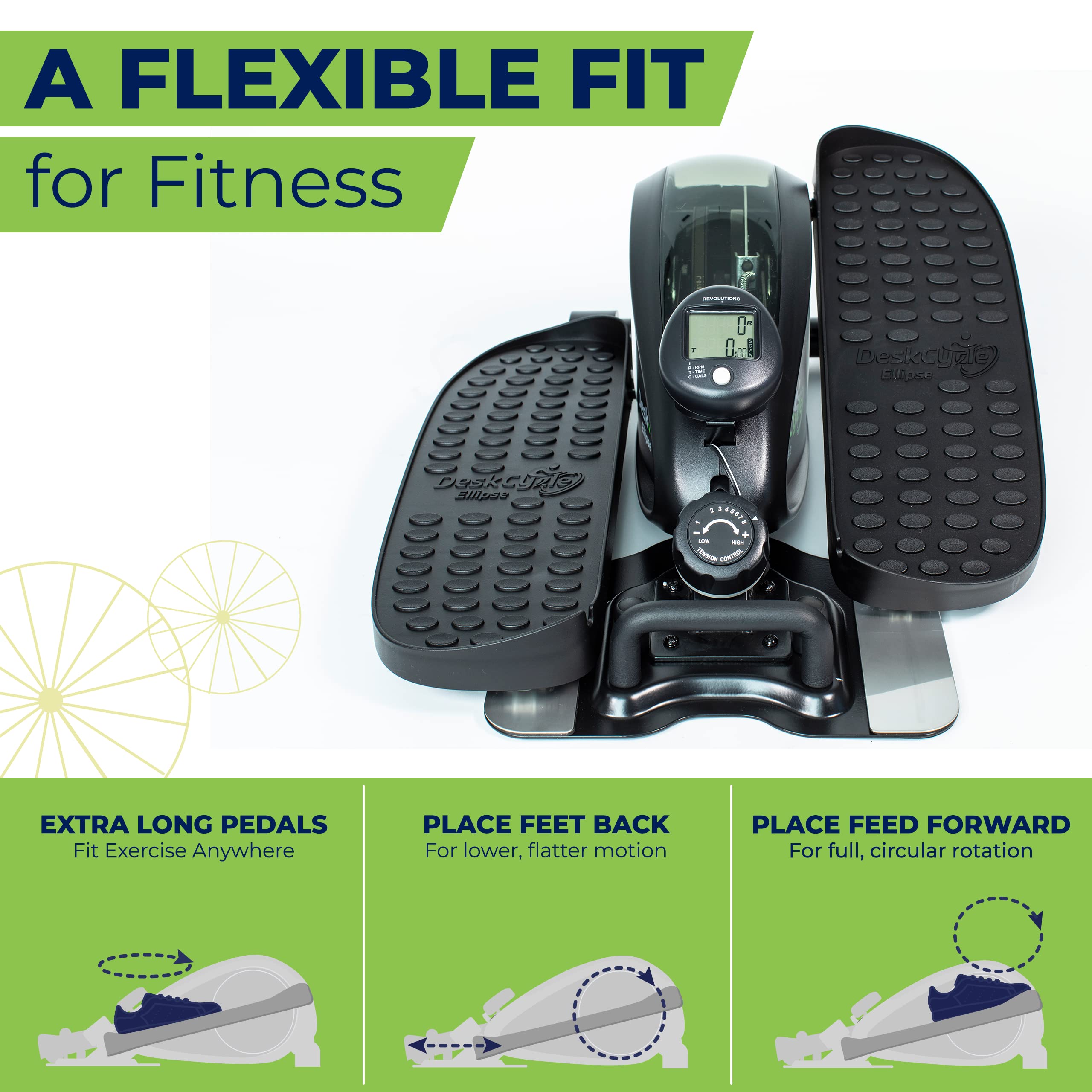 Deskcycle Ellipse Leg Exerciser - Under Desk Elliptical Machine And Foot Pedal Exerciser - Leg Exerciser While Sitting - Compact