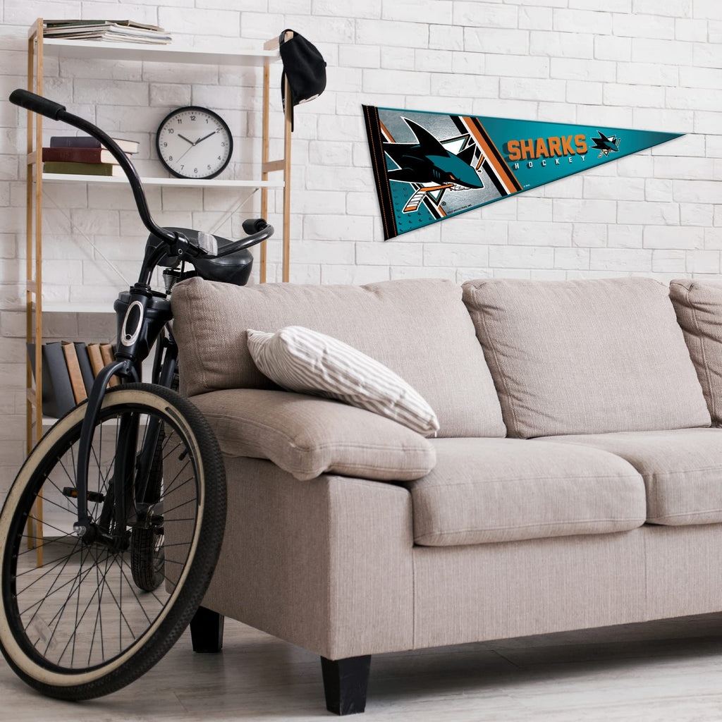 Rico Industries Nhl Hockey San Jose Sharks Primary 12'' X 30'' Felt Wall D  Cor Pennant - Great For Home/Bed Room/Man Cave D  Co
