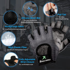 Spacepower Workout Gloves, Weight Lifting Gloves For Women&Men, Lightweight Breathable Gym Gloves For Exercise (X-Large, Black)
