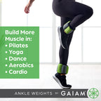 Gaiam Ankle Weights Adjustable Set For Women & Men - Resistance Workout Equipment For Walking, Running, Pilates, Yoga, Dance, Ae