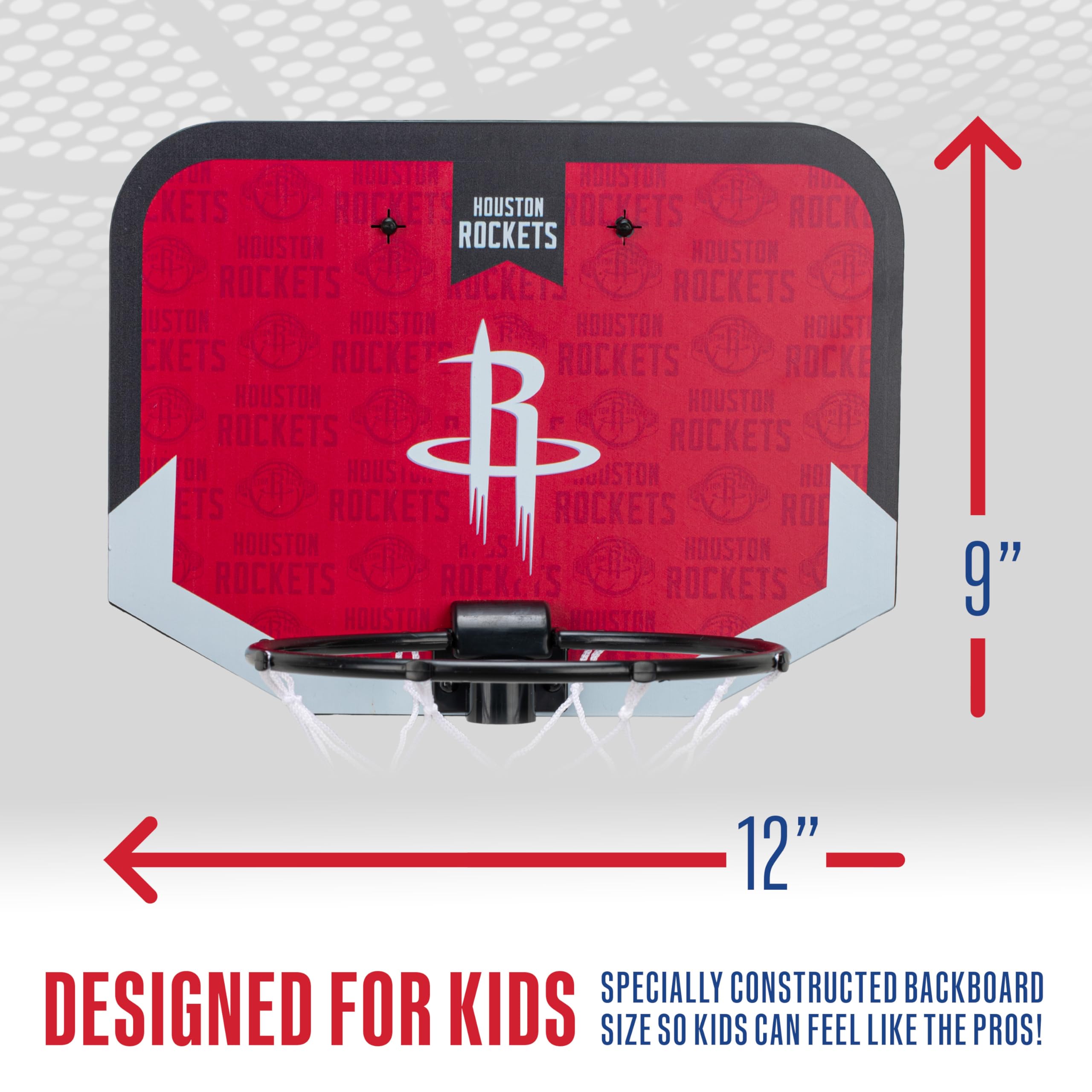 Franklin Sports Nba Houston Rockets Mini Over The Door Basketball Hoop - Kids Indoor Mini Hoop With Ball - Nba Fan Shop Toy For