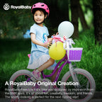 Royalbaby Stargirl 12 Inch Kids Outdoor Bicycle With Accessory Basket, Bell, Thick Wheels, And Safety Training Wheels For Ages 2